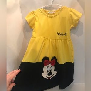 Minnie T-shirt dress. Black and yellow light weight for spring/summer. Sized 6-7